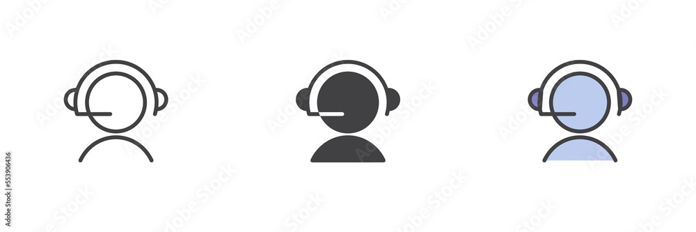 Poster call center operator different style icon set