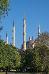 Fototapeta na wymiar Adana Central Mosque, one of the biggest mosques in Turkey. Sabanci Merkez Camii