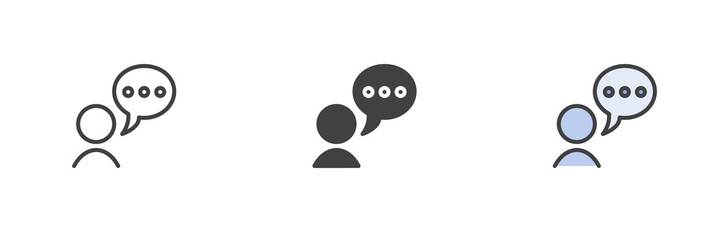 User speech bubble different style icon set