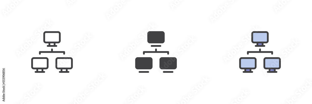 Poster computer network connection different style icon set