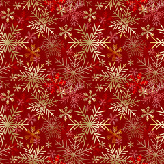 Naklejka na ściany i meble Vector Christmas card. Snowflakes background. Winter seamless pattern.