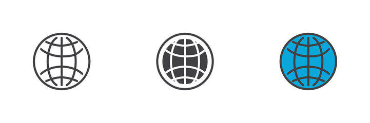 Earth globe different style icon set