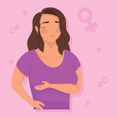 woman doing self-examination breast cancer