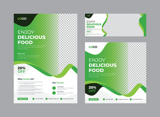 delicious food menu flyer design template set