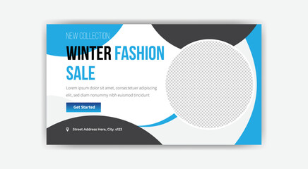 Winter fashion sale YouTube thumbnail banner design. Modern and creative YouTube thumbnail banner.
