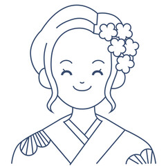 Female with kimono character vector illustration in flat color design