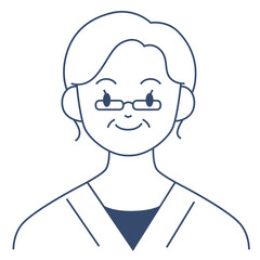 Happy old woman character vector illustration in flat color design