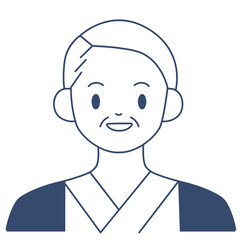 Old man with haori character vector illustration in flat color design