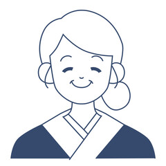 Old woman with kimono character vector illustration in flat color design