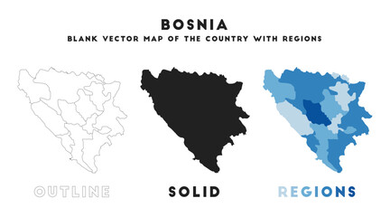 Bosnia map. Borders of Bosnia for your infographic. Vector country shape. Vector illustration.
