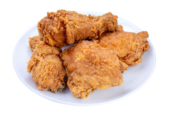 Fried chicken on white dish, Fried chicken on white PNG File.