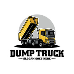 dump truck, trucking premium logo vector © winana