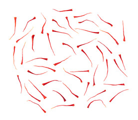 dried saffron spice isolated on the white background, top view.