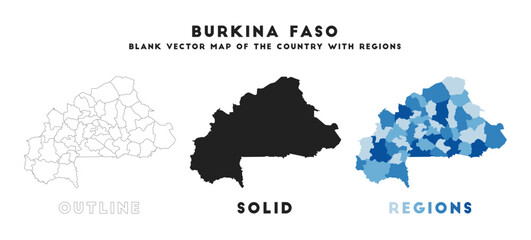 Burkina Faso map. Borders of Burkina Faso for your infographic. Vector country shape. Vector illustration.