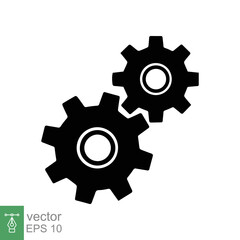 Gear icon. Cog, wheel, cogwheel, mechanism, engineering, mechanical, industry, technology concept. Simple flat style. Vector illustration design isolated on white background. EPS 10.