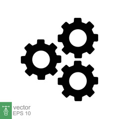 Gear icon. Cog, wheel, cogwheel, mechanism, engineering, mechanical, industry, technology concept. Simple flat style. Vector illustration design isolated on white background. EPS 10.