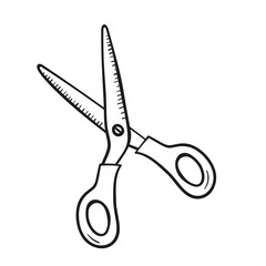 Vector scissors icon on white background. Sketch style design icon.