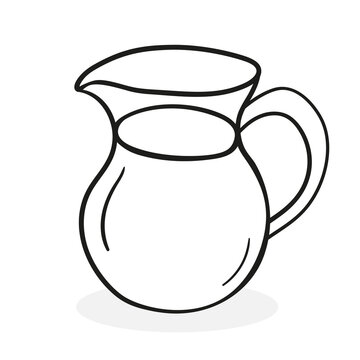 recommend clip art: Vector hand drawn jug of milk or water. Pitcher of liquid in doodle sketch style.