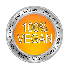 100% Vegan Button - 3D illustration