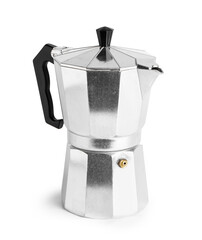 Geyser coffee maker on white background