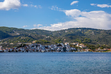 Naklejka na ściany i meble Skiathos town on Skiathos island, Greece 