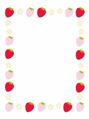 苺のイラストの縦型フレーム