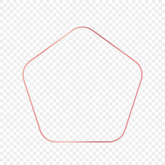 Rose gold glowing rounded pentagon shape frame