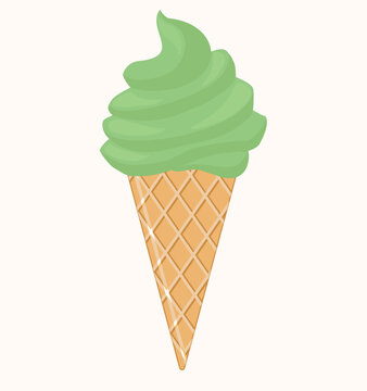 Matcha ice cream icon isolated vector for stickers, postcards, notebook