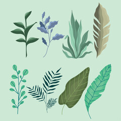 eight plants garden nature icons