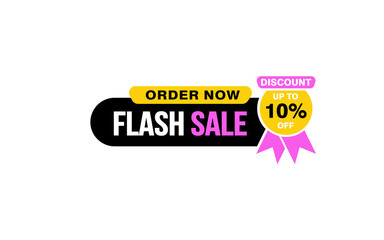 10 Percent flash sale offer, clearance, promotion banner layout with sticker style.