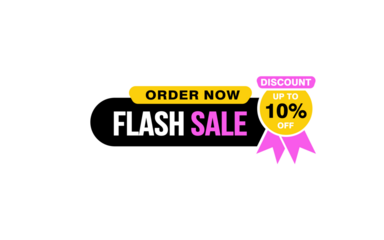 10 Percent flash sale offer, clearance, promotion banner layout with sticker style.