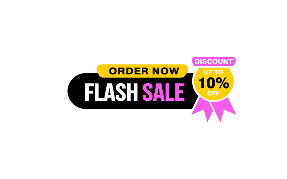 10 Percent flash sale offer, clearance, promotion banner layout with sticker style.
