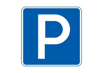 専用の標章を掲示することで駐車を可能とする高齢運転者等標章自動車駐車可の道路標識のイラスト - obrazy, fototapety, plakaty