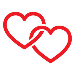 Linked hearts icon. Loop from two hearts illustration