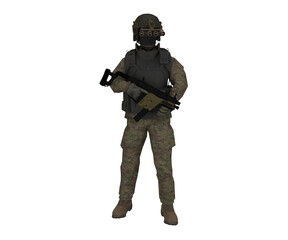 3d rendering swat police with realistic weapon