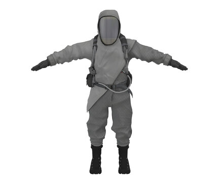 3d rendering scientist with biohazard suit