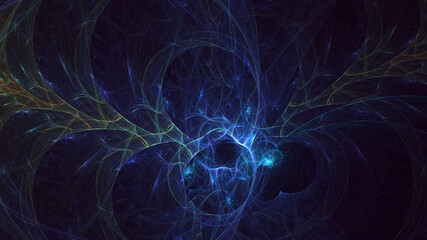3D rendering abstract multicolor fractal light background