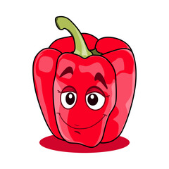 Red Paprika Cartoon Character. Vector Illustration Isolated on White Background