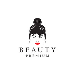 beautiful woman logo for salon spa vector icon illustration design