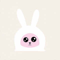 Little bunny, cartoon rabbit head print vector