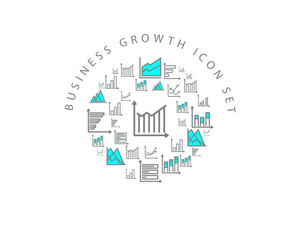 Vector business growth icon set