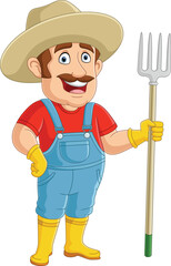 Cartoon farmer holding a pitchfork
