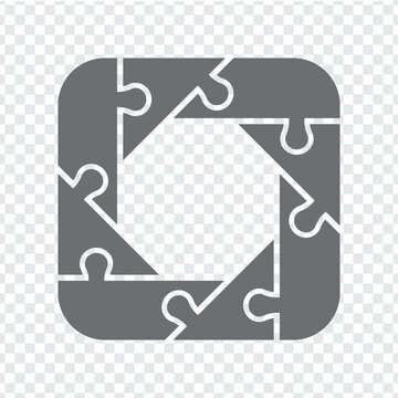 Simple icon puzzle in gray. Simple icon puzzle of the eight elements  on transparent background for your web site design, app, UI. EPS10.