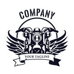 Retro monochrome motorcycle logo graphics. T-Shirt Vector illustration.