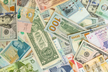 Fototapeta na wymiar A collection of various currencies of countries