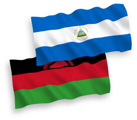 Flags of Nicaragua and Malawi on a white background