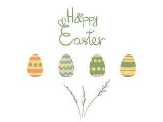 Easter set with eggs and branches