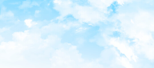 Fototapeta na wymiar Blue watercolor cloud and sky. Spring, summer background.