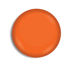 blank orange glossy badge isolated on a white background