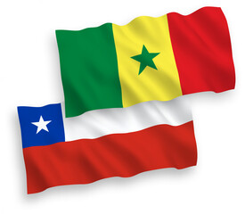 Flags of Republic of Senegal and Chile on a white background